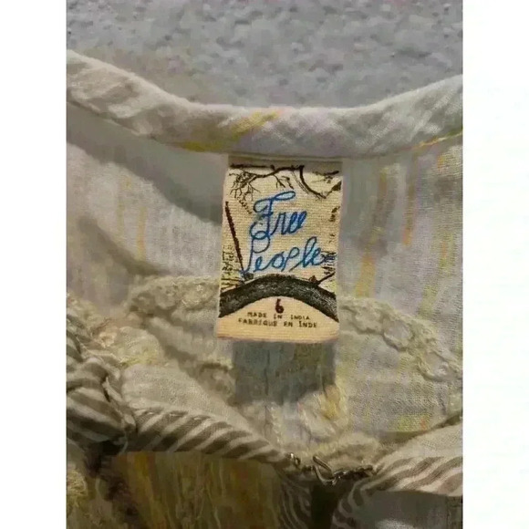 Anthropologie Women's M Yellow Floral Embroidered Sleeveless Tunic Blouse Boho - Picture 5 of 7